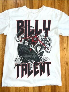 BILLY TALENT Dead Shark T-SHIRT Medium White Punk Rock Band Graphic Album band